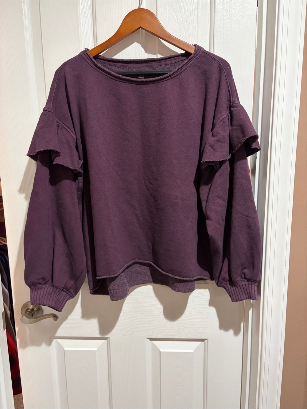 aerie Plum Crewneck Top with Subtle Texture